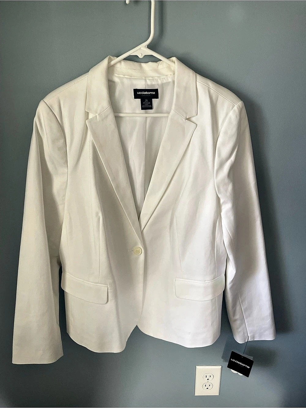 Liz Claiborne Double Cotton Jacket Cotton Blazer in White XL NWT